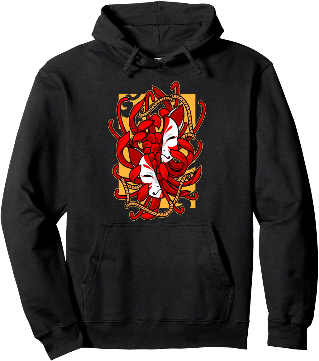 Kitsune Mask Japanese Fox Full Face Sweatshirt - Graphic Print for Adults - T-Shirt, Sweatshirt, Hoodie