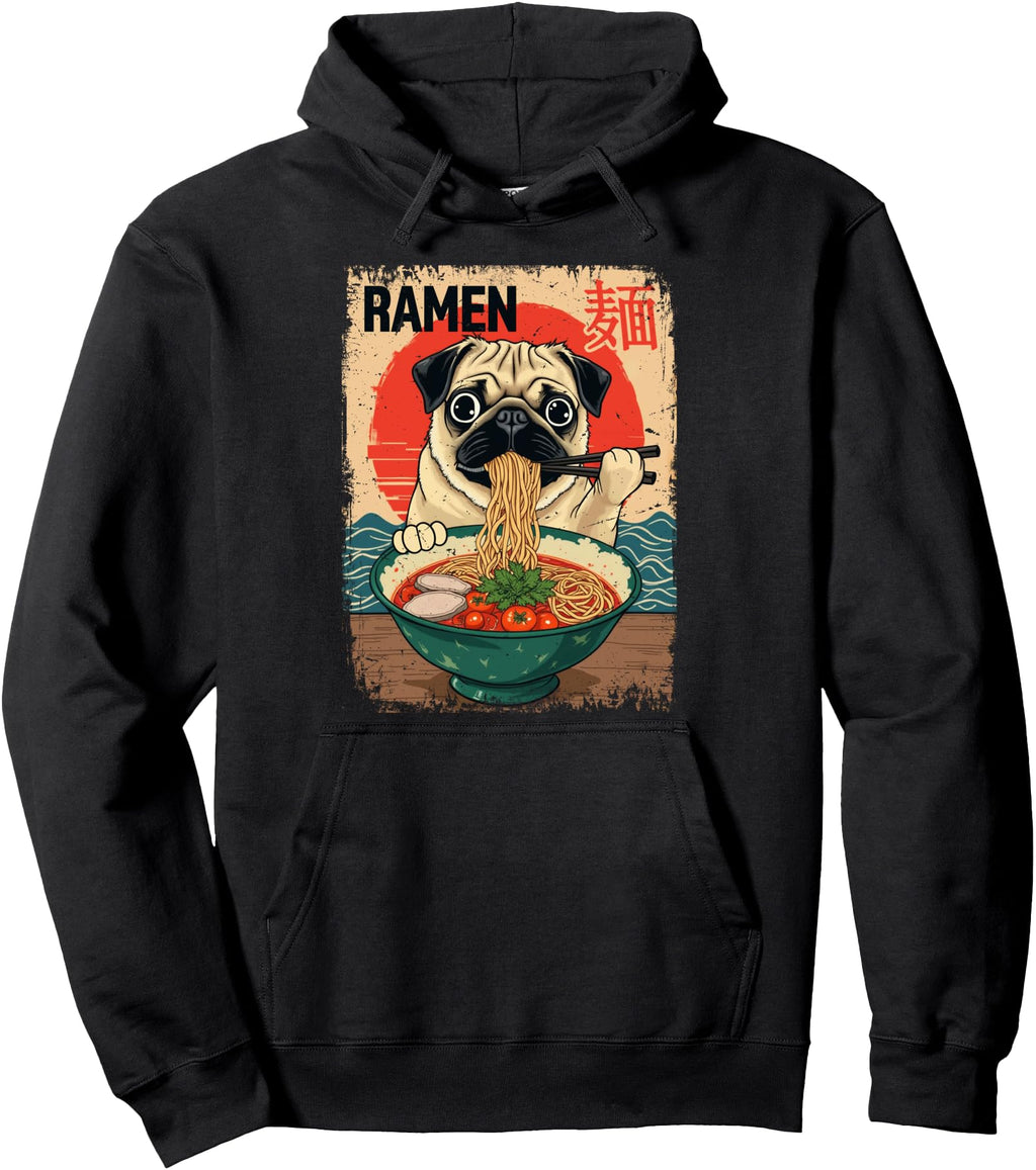Exclusive Japanese Pug Dog Eating Sweatshirt - Unique Graphic for Adults - T-Shirt, Sweatshirt, Hoodie