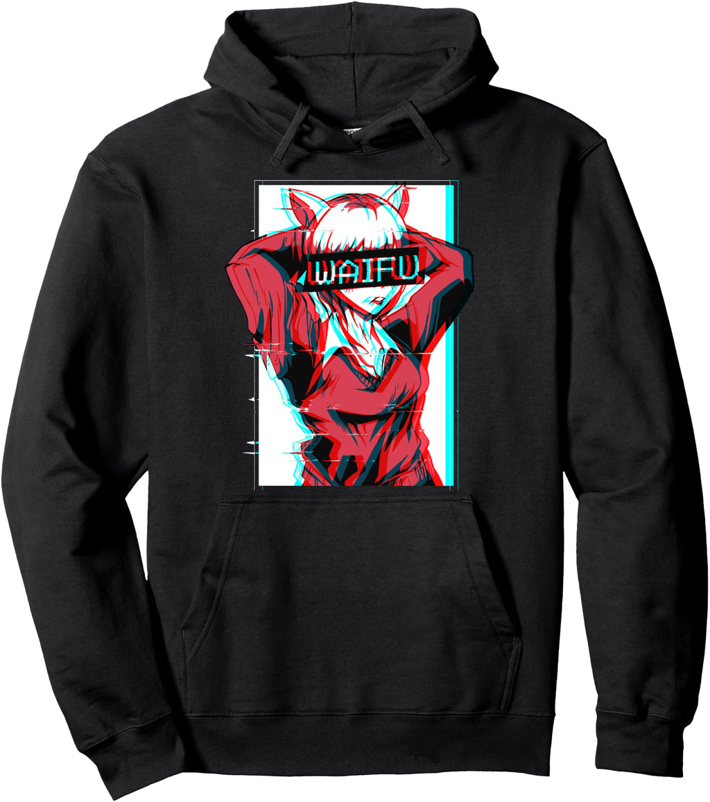 Handcrafted Waifu Neko Anime Cat Hoodie - Graphic Print for Adults - T-Shirt, Sweatshirt, Hoodie