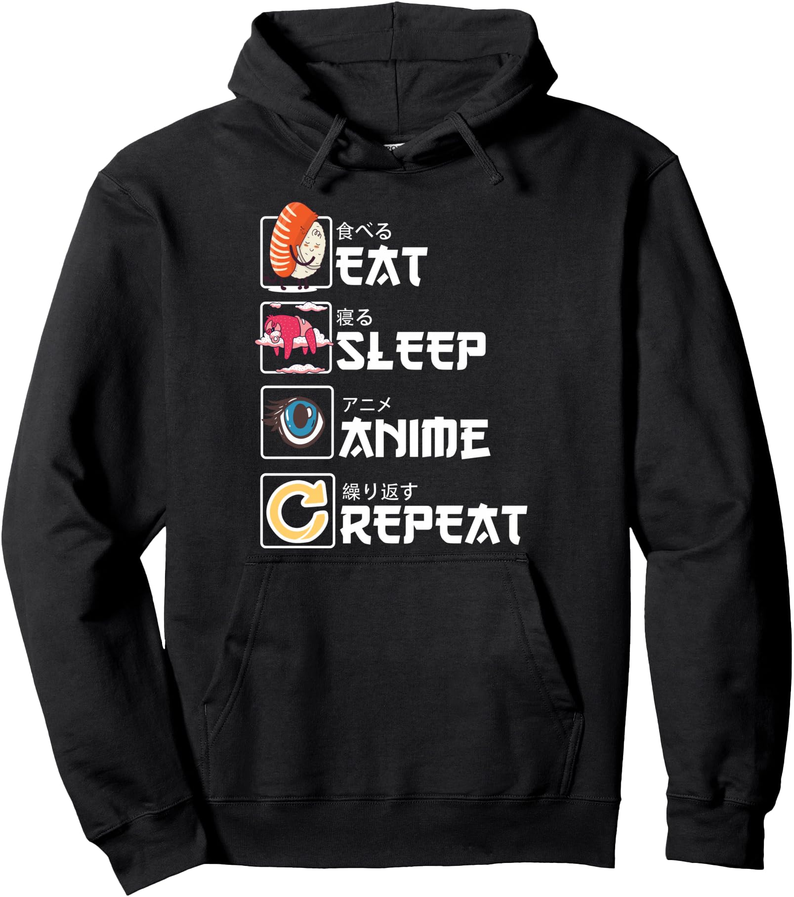Handcrafted Kawaii Manga Sushi Eat T-Shirt - Casual Everyday Wear Unisex - T-Shirt, Sweatshirt, Hoodie
