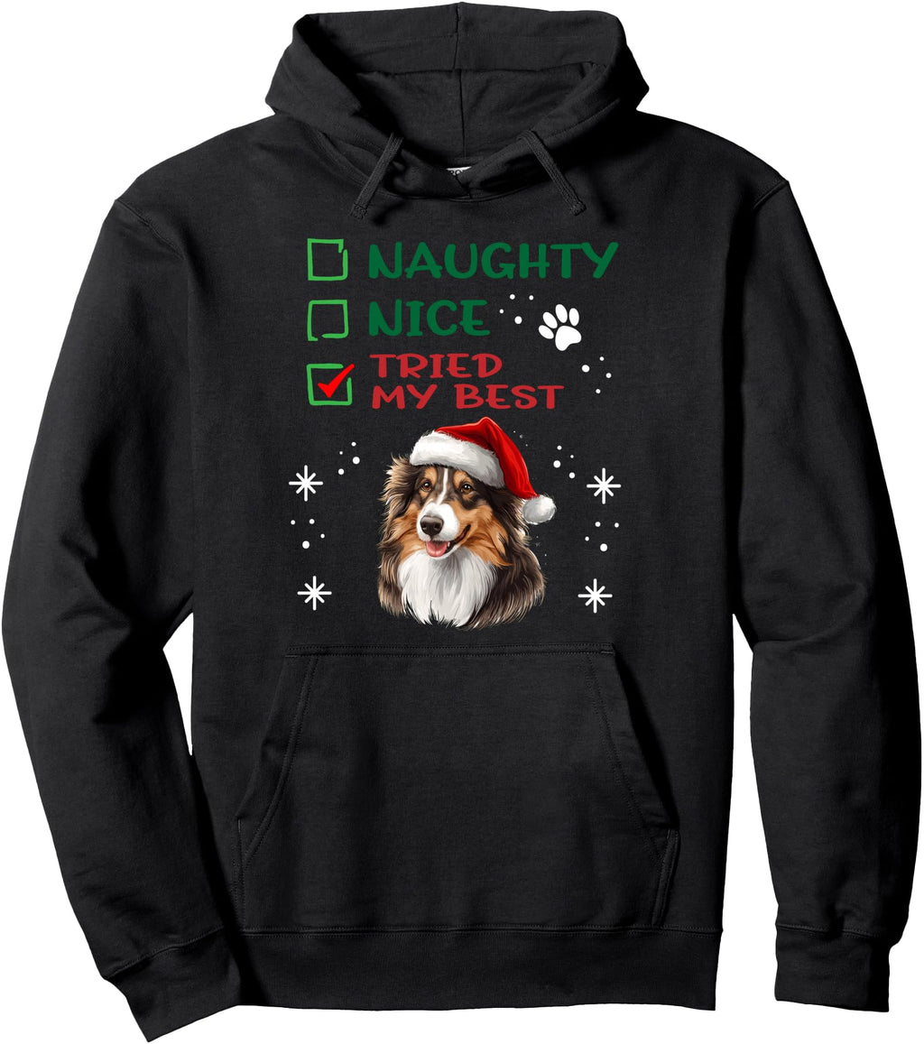 Rough Collie Dog Naughty Nice Tried T-Shirt - Custom Art Print for Adults - T-Shirt, Sweatshirt, Hoodie