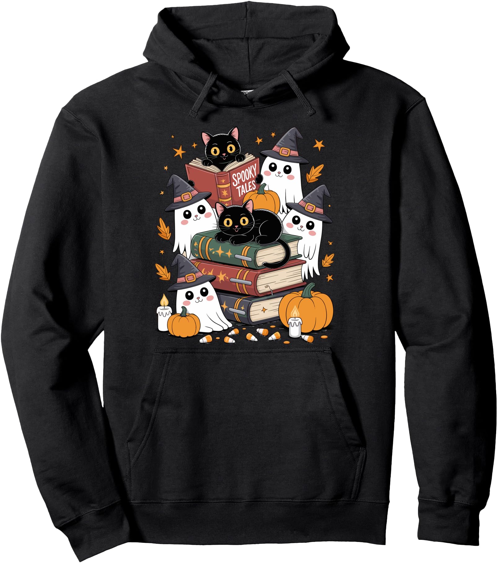 Original Black Cat Ghost Reading Sweatshirt - Unique Graphic Men Women - T-Shirt, Sweatshirt, Hoodie
