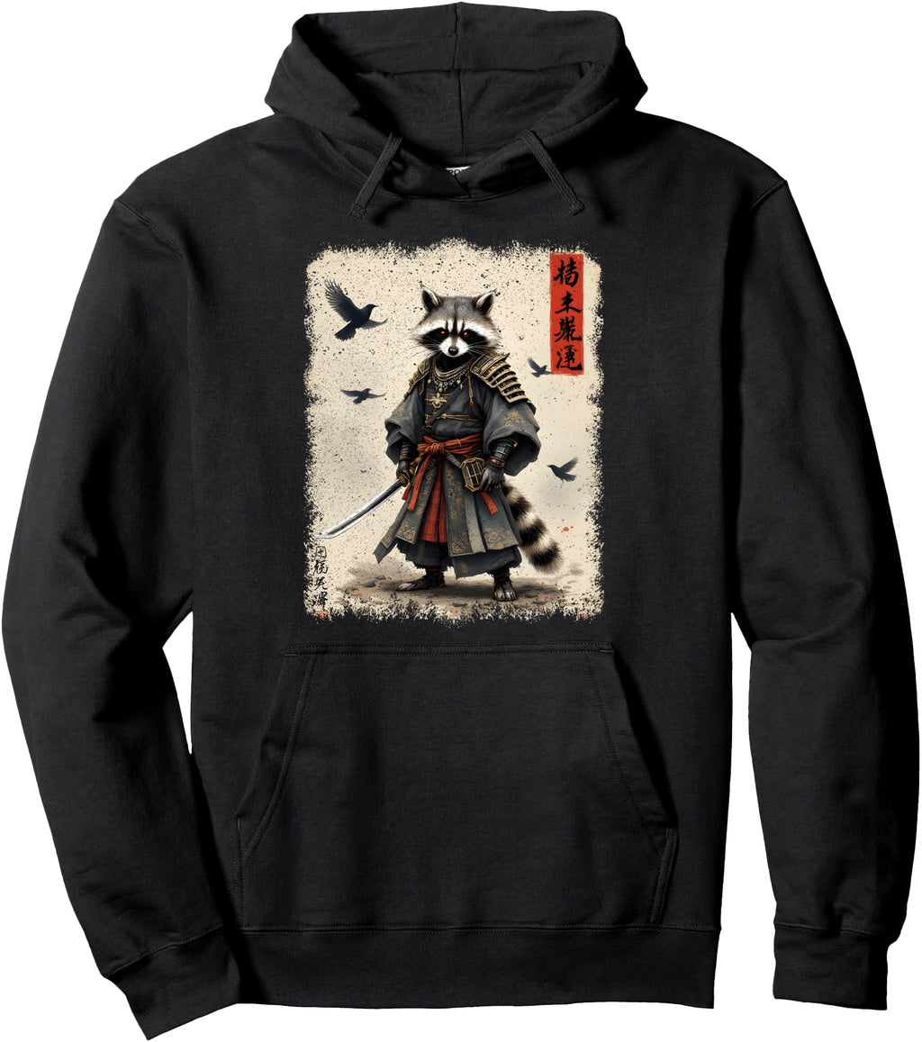 Samurai Raccoon Japanese Warrior Art T-Shirt - Unique Graphic Men Women - T-Shirt, Sweatshirt, Hoodie