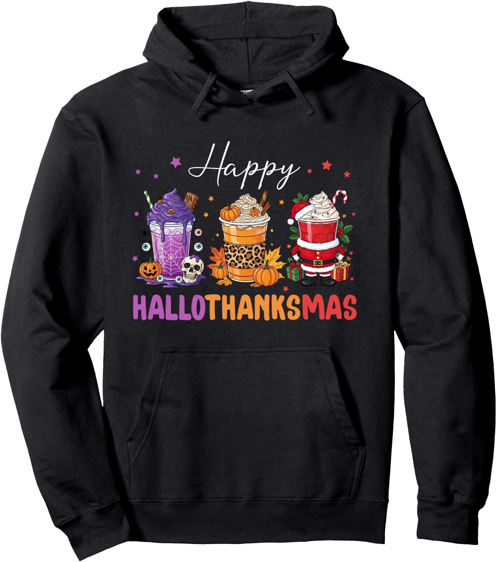 Happy Hallothanksmas Halloween Hoodie - Fun Novelty Design Unisex - T-Shirt, Sweatshirt, Hoodie