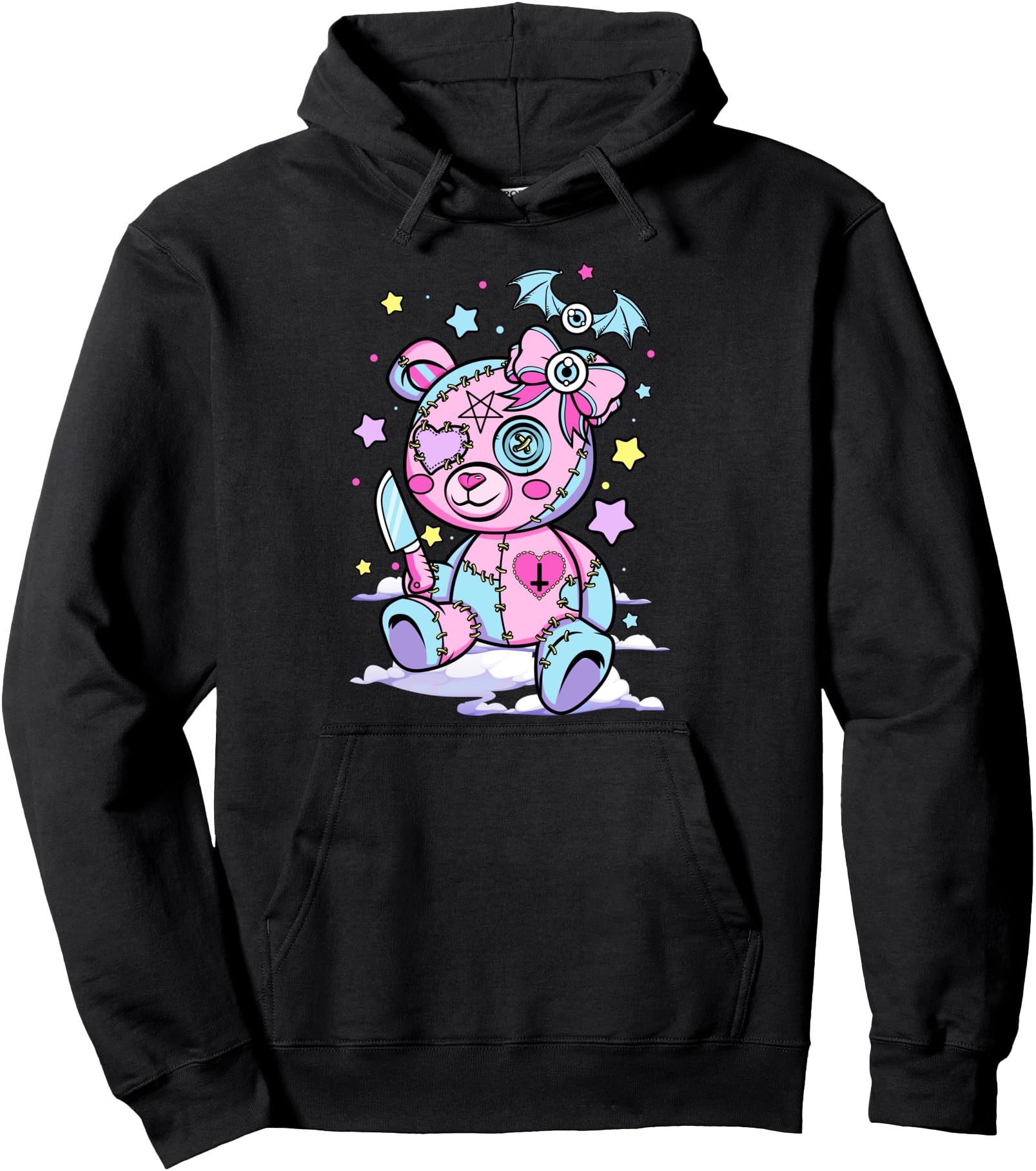 Pastel Goth Scary Teddy Bear Wicca T-Shirt - Graphic Print for Adults - T-Shirt, Sweatshirt, Hoodie