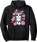 Original Cherry Blossom Cat Kitten Hoodie - Aesthetic Graphic Men Women - T-Shirt, Sweatshirt, Hoodie