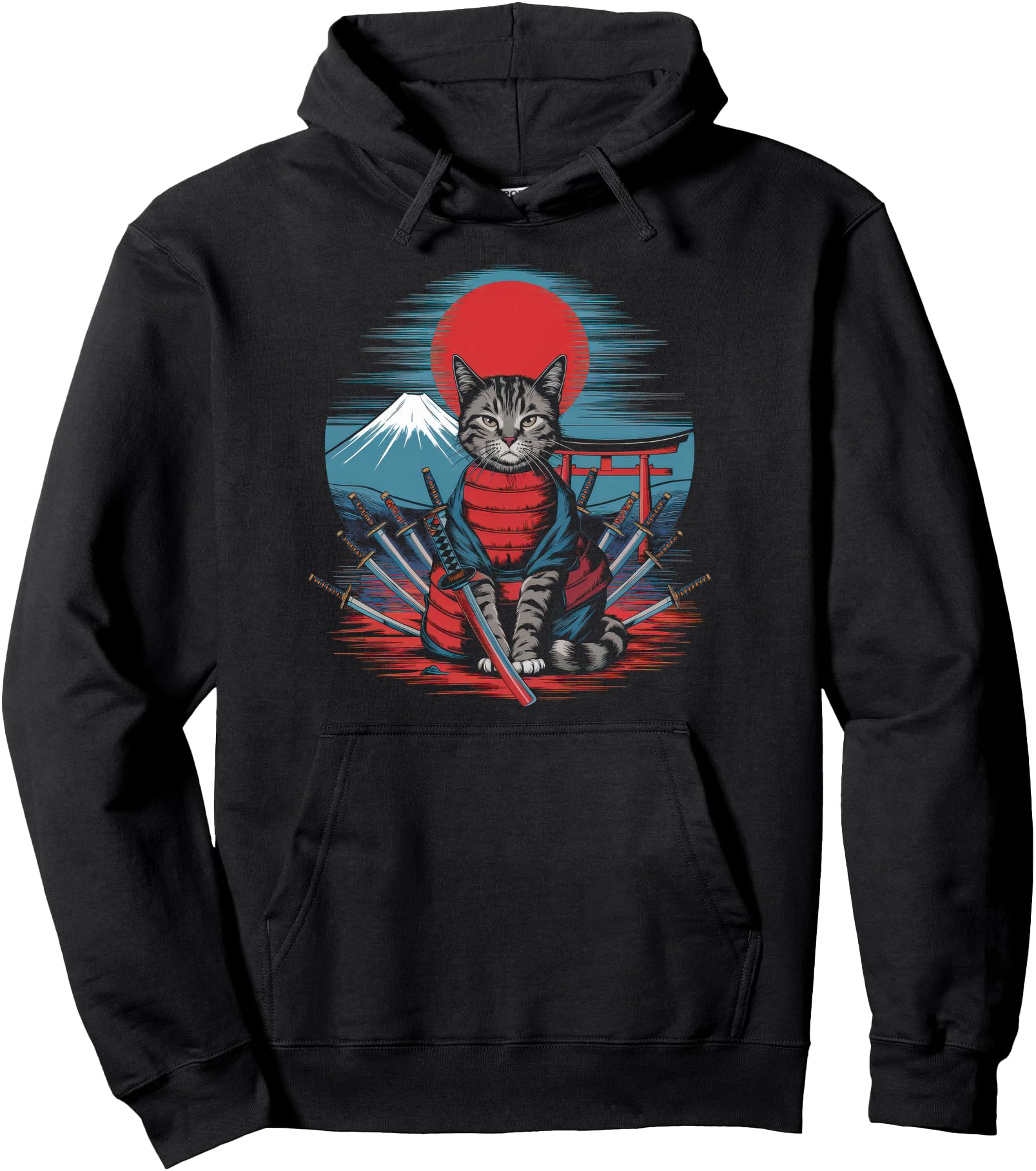 Samurai Cat Ukiyo E Warrior Kanji T-Shirt - Streetwear Style Men Women - T-Shirt, Sweatshirt, Hoodie