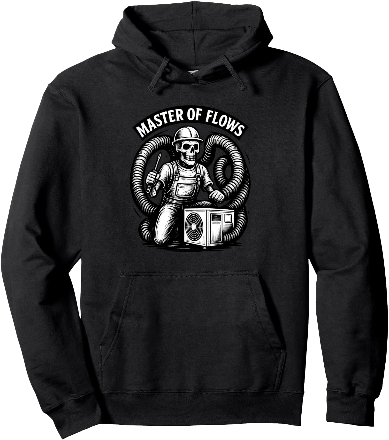 Handcrafted Master Flows Hvac Skeleton T-Shirt - Unique Graphic Men Women - T-Shirt, Sweatshirt, Hoodie