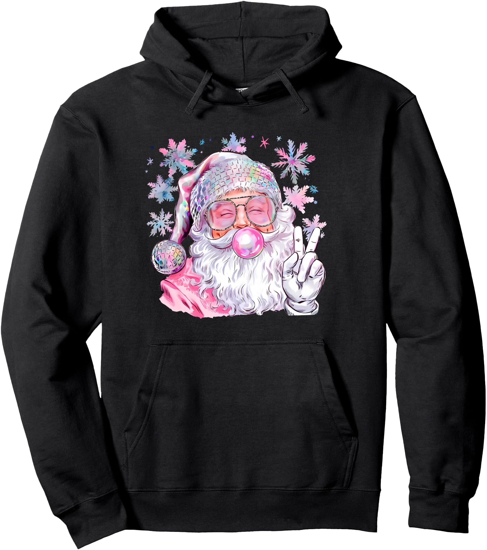 Handcrafted Snowflake Santa Blowing Bubble Hoodie - Unique Graphic Unisex - T-Shirt, Sweatshirt, Hoodie