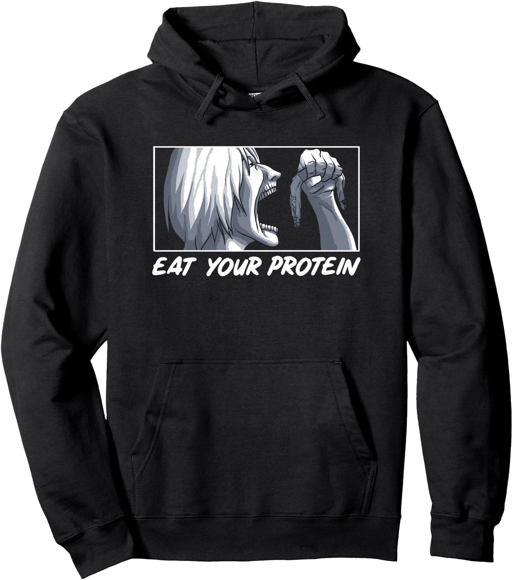 Exclusive Eat Your Protein Anime Gym Manga Hoodie - Graphic Print Unisex - T-Shirt, Sweatshirt, Hoodie