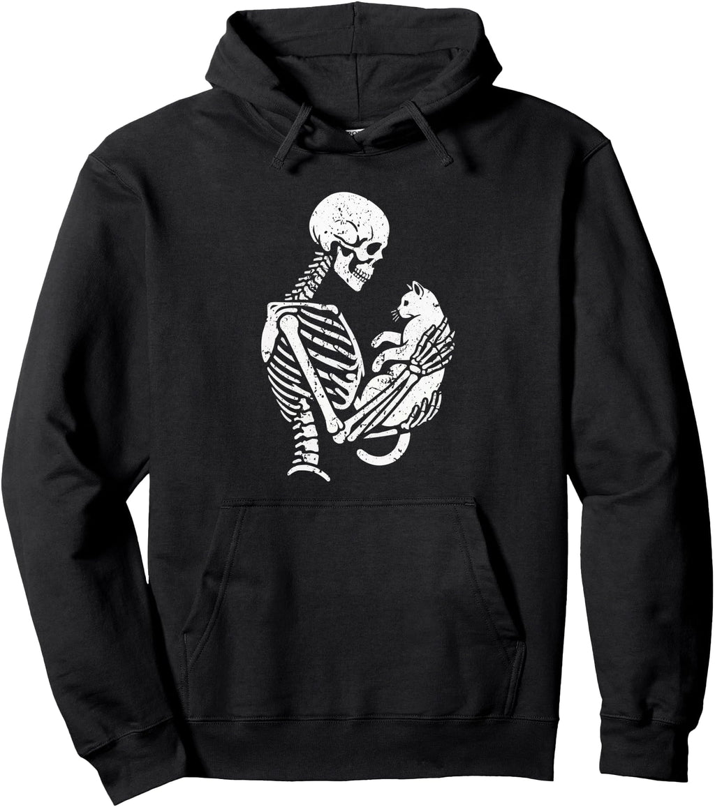 Gothic Skeleton Holding Cat Halloween Sweatshirt - Novelty Apparel Unisex - T-Shirt, Sweatshirt, Hoodie