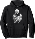 Gothic Skeleton Holding Cat Halloween Sweatshirt - Novelty Apparel Unisex - T-Shirt, Sweatshirt, Hoodie