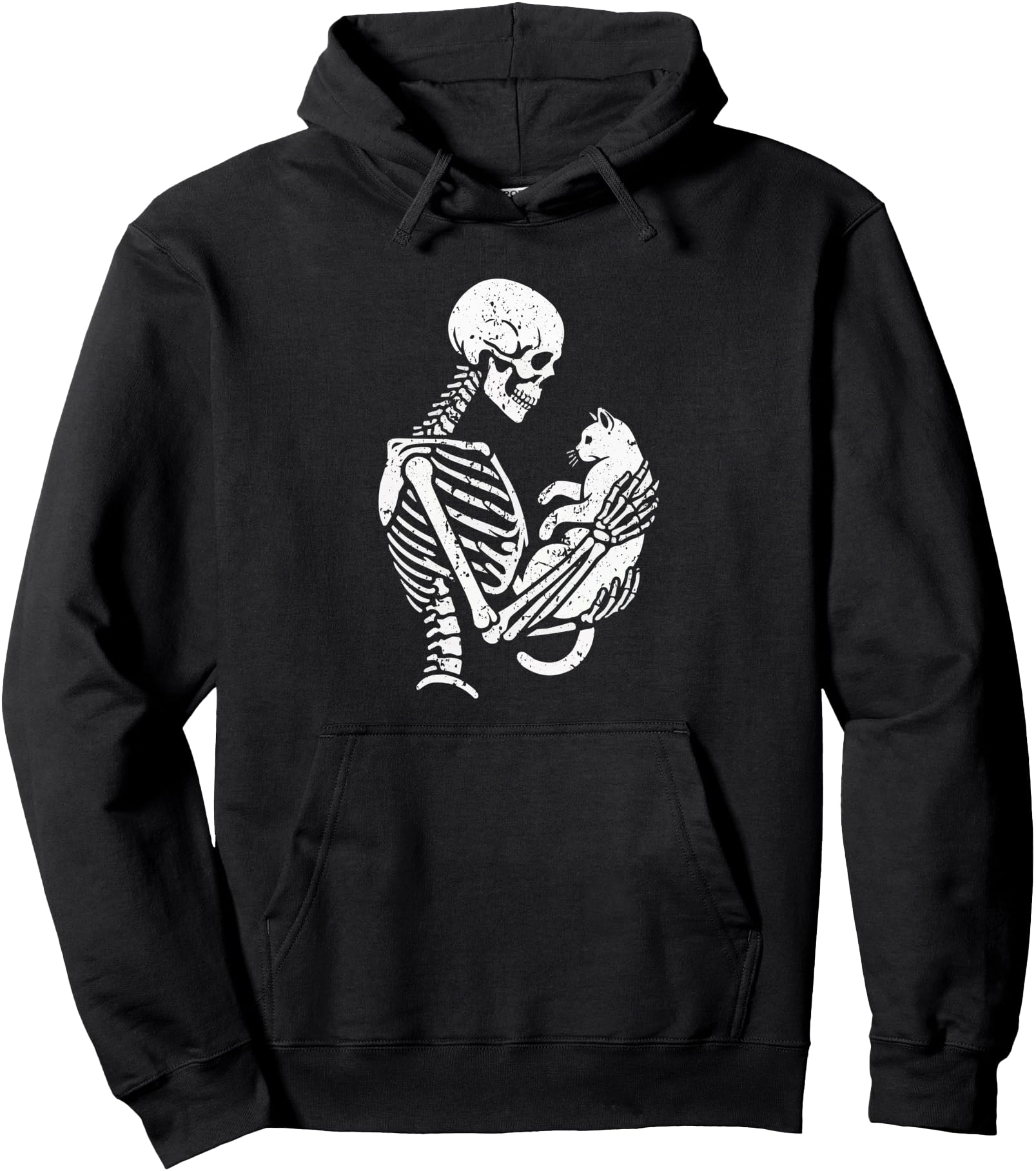 Gothic Skeleton Holding Cat Halloween Sweatshirt - Novelty Apparel Unisex - T-Shirt, Sweatshirt, Hoodie