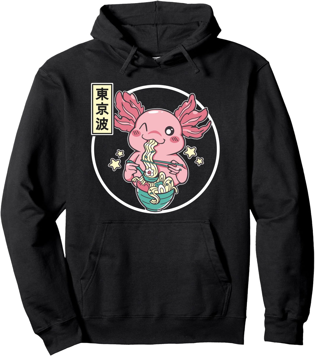Kawaii Axolotl Eating Ramen Japanese Sweatshirt - Trendy Graphic Unisex - T-Shirt, Sweatshirt, Hoodie