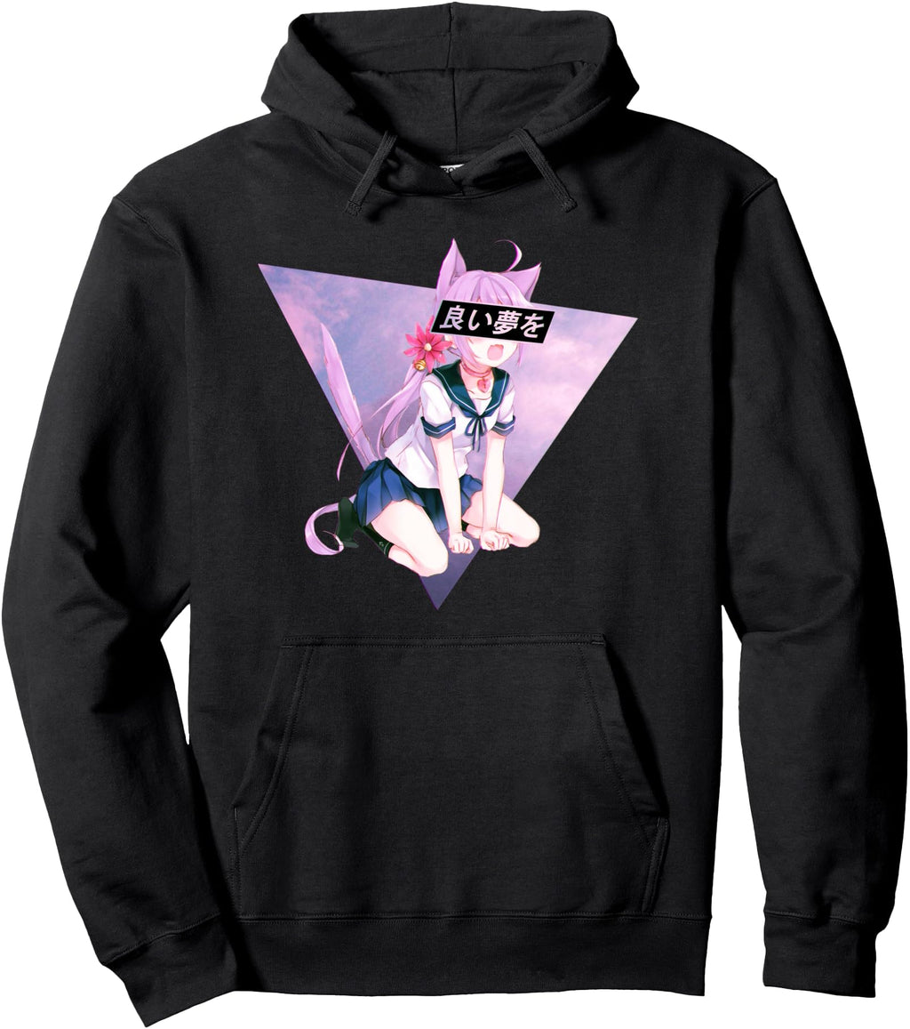 Original Waifu Anime Neko Vaporwave Hoodie - Streetwear Style Men Women - T-Shirt, Sweatshirt, Hoodie