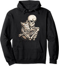 Handcrafted Skeleton Hugging Cat T-Shirt - Graphic Print for Adults - T-Shirt, Sweatshirt, Hoodie