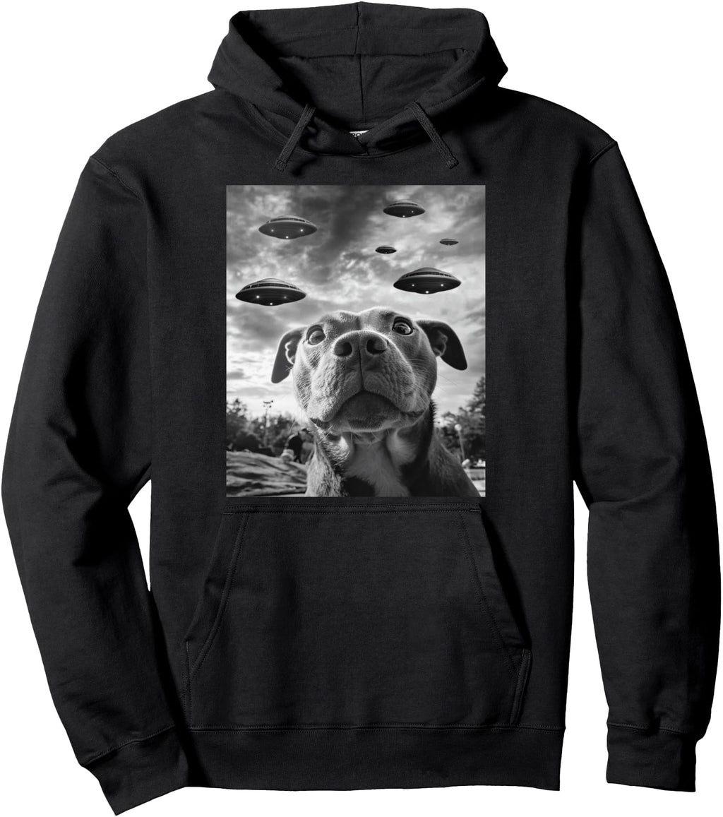 Original Dog Pitbull Selfie Ufos T-Shirt - Minimalist Print for Adults - T-Shirt, Sweatshirt, Hoodie