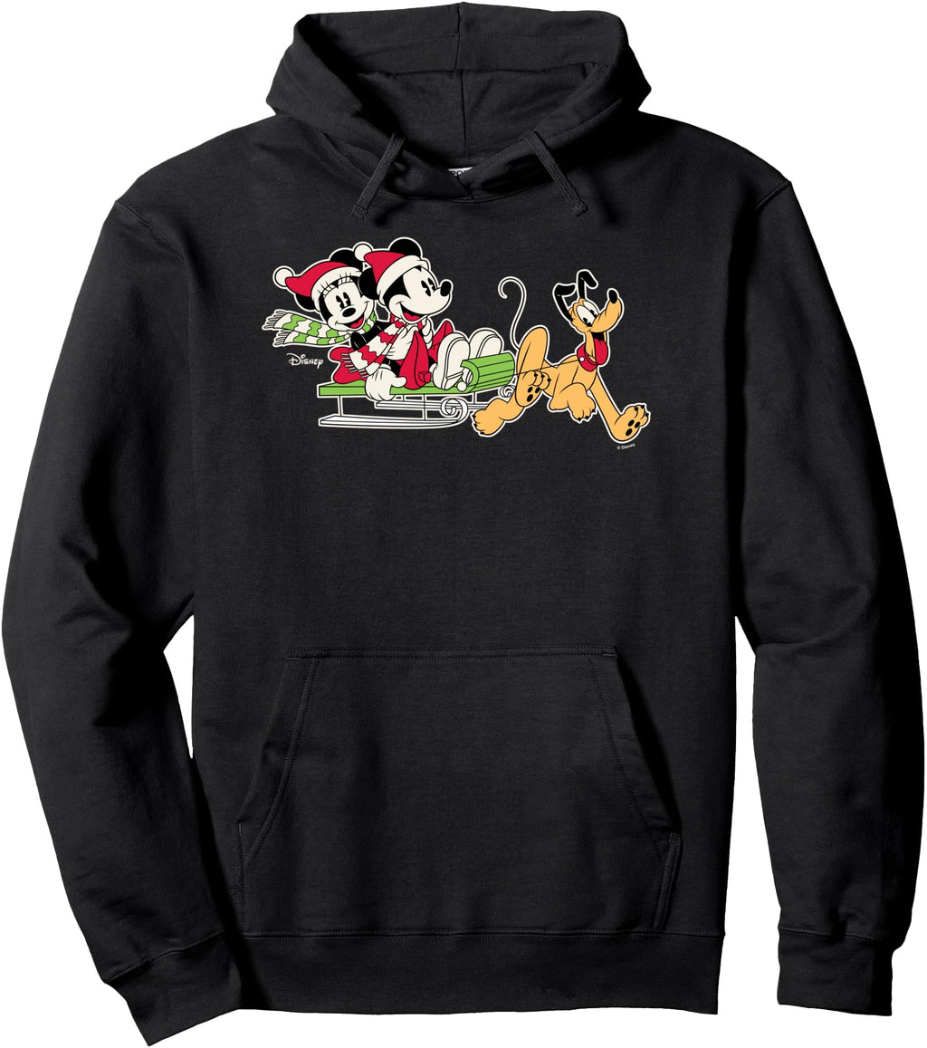 Mickey Minnie Pluto Sledding Rare Hoodie - Unique Graphic Men Women - T-Shirt, Sweatshirt, Hoodie