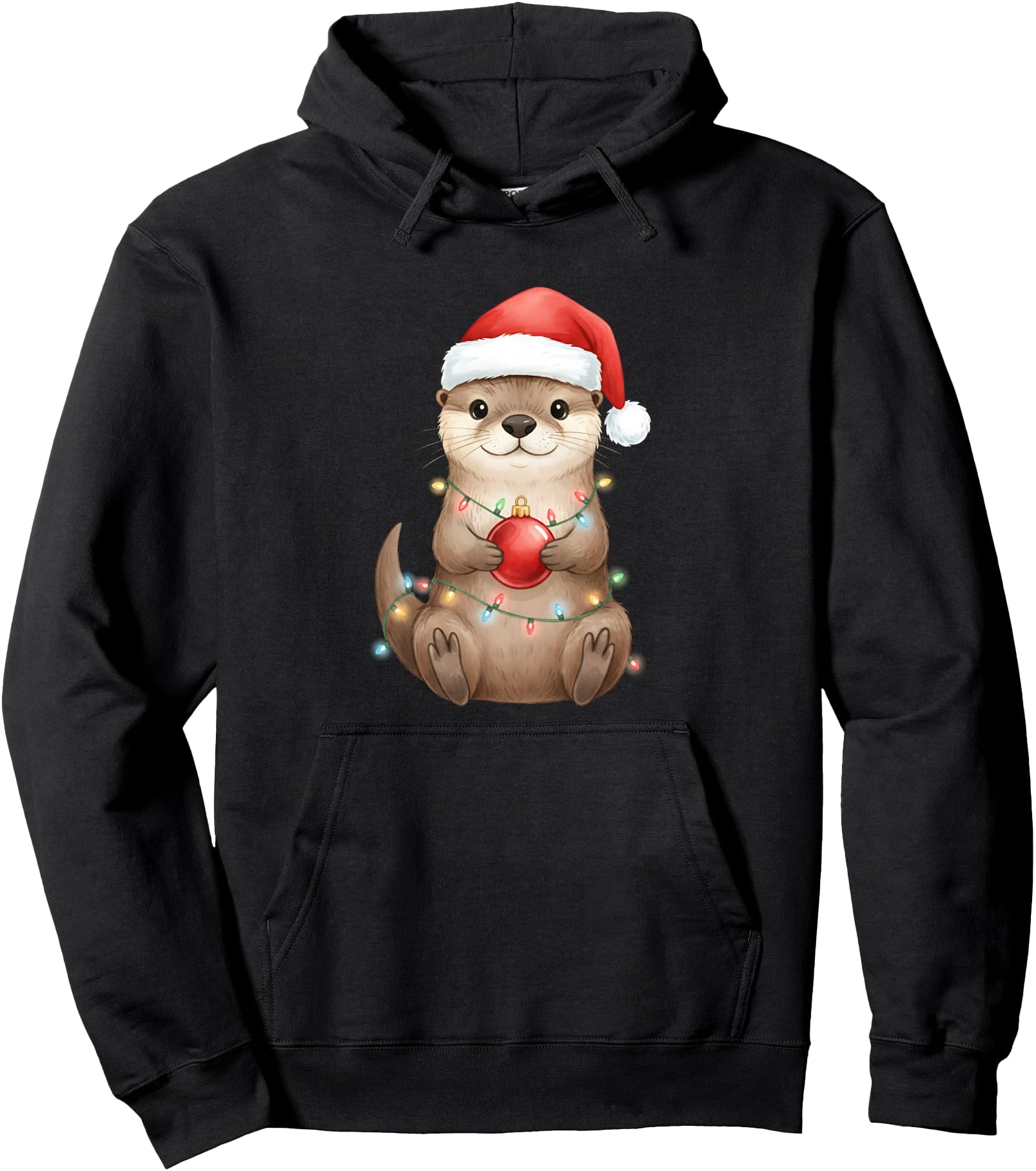 Otters Lights Santa Hat Snow Holiday Sweatshirt - Novelty Apparel Unisex - T-Shirt, Sweatshirt, Hoodie