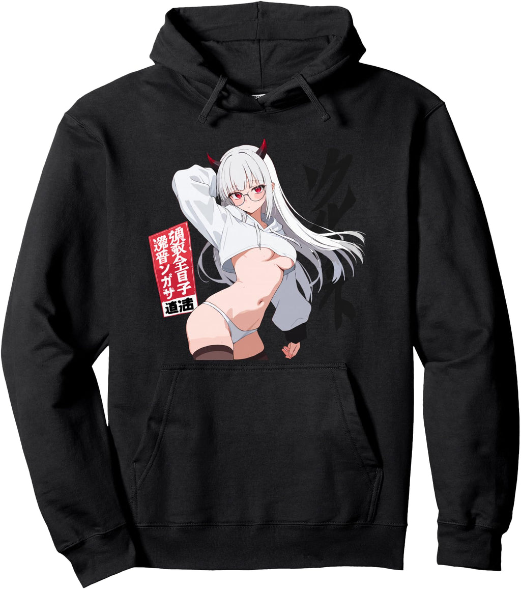 Waifu Sexy Anime Glasses Devil Japanese Sweatshirt - Unique Graphic Unisex - T-Shirt, Sweatshirt, Hoodie