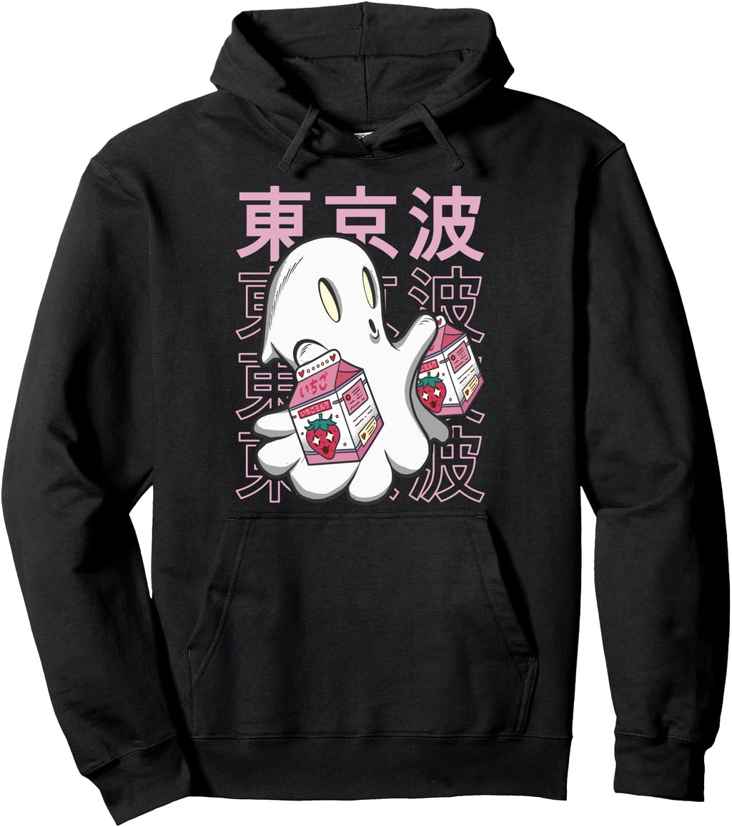 Handcrafted Ghost Strawberry Milk Hoodie - Casual Everyday Wear for Adults - T-Shirt, Sweatshirt, Hoodie
