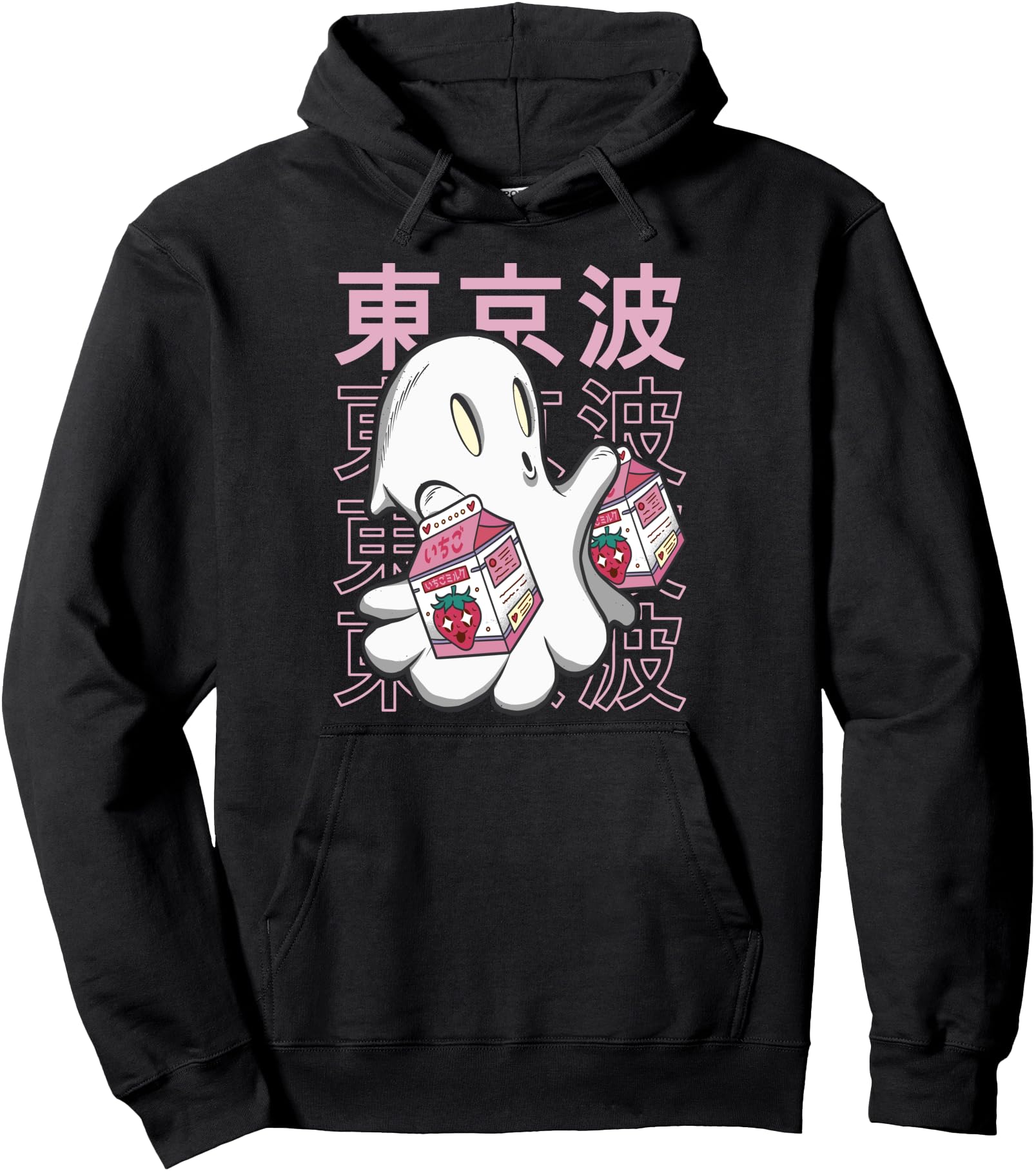 Handcrafted Ghost Strawberry Milk Hoodie - Casual Everyday Wear for Adults - T-Shirt, Sweatshirt, Hoodie