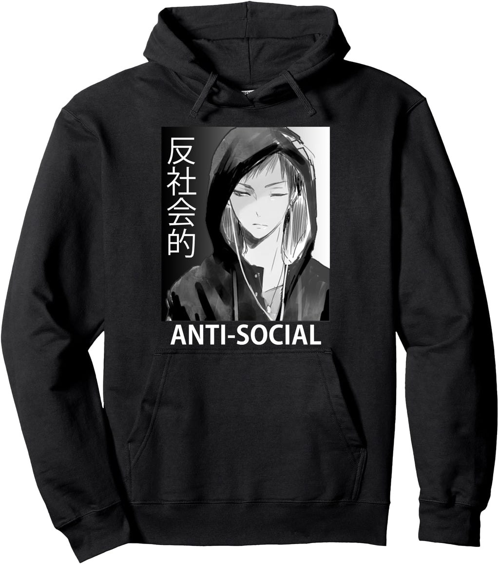 Anti Social Japanese Text Aesthetic T-Shirt - Trendy Graphic Men Women - T-Shirt, Sweatshirt, Hoodie