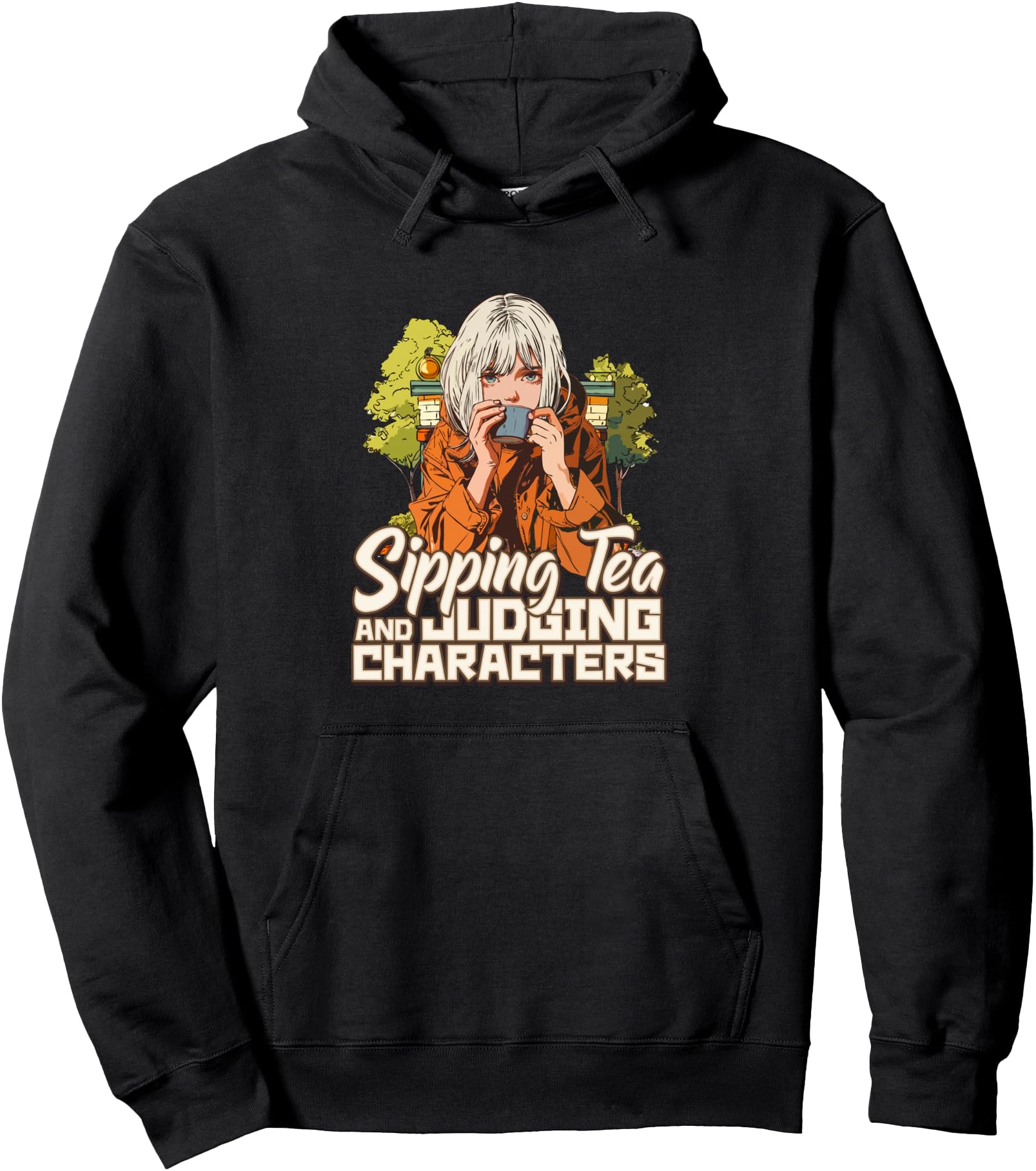 Anime Series Sipping Tea And Judging Sweatshirt - Novelty Apparel Unisex - T-Shirt, Sweatshirt, Hoodie