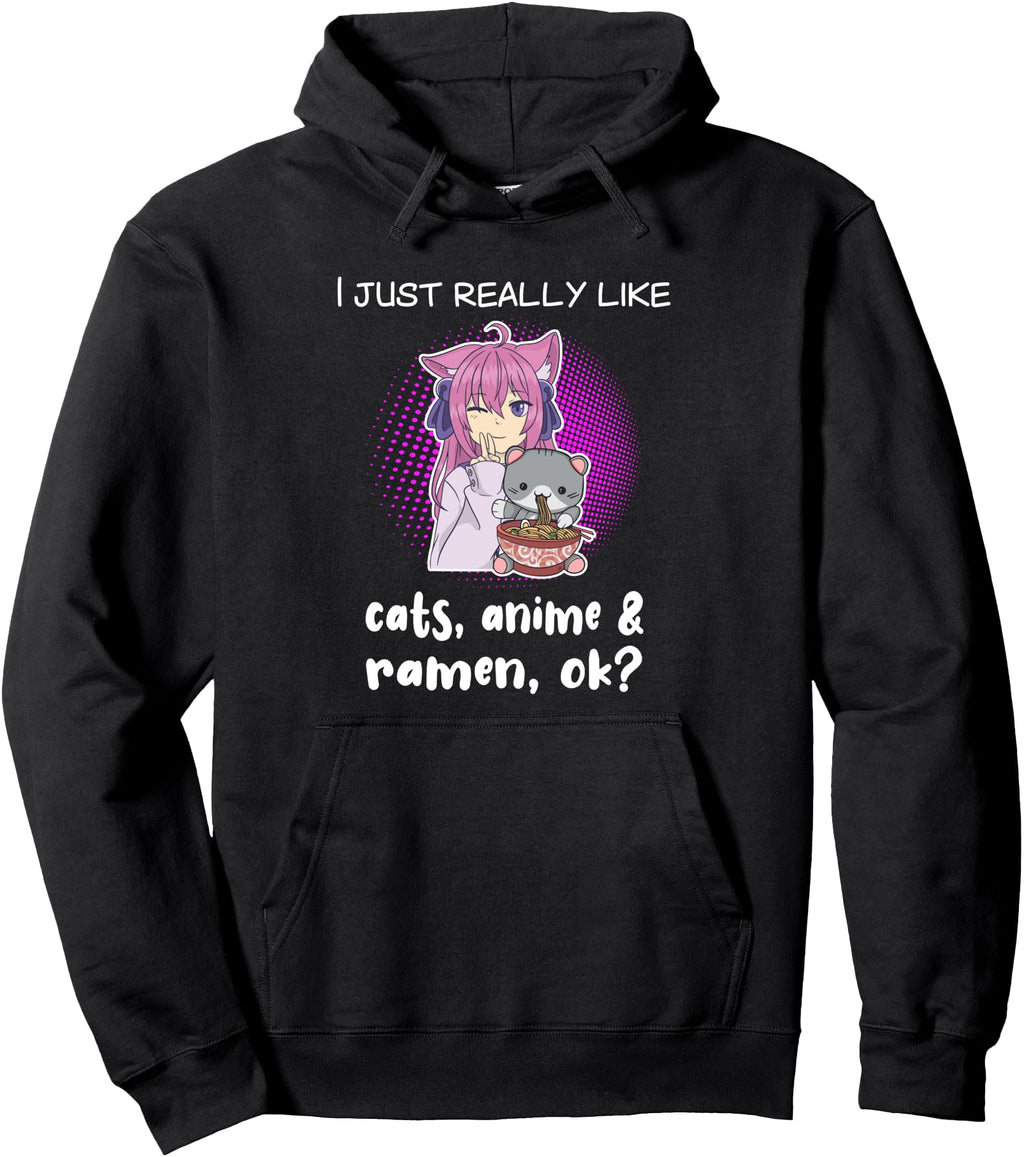 Anime Cat Ramen Anime Exclusive Hoodie - Aesthetic Graphic Men Women - T-Shirt, Sweatshirt, Hoodie