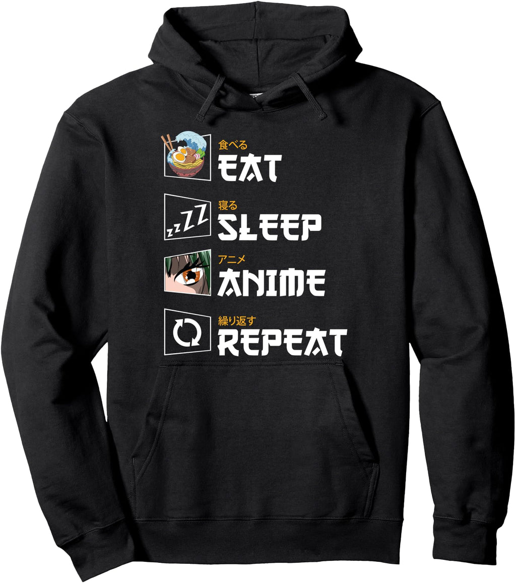 Kawaii Japan Food Eat Sleep Anime Repeat Hoodie - Streetwear Style Unisex - T-Shirt, Sweatshirt, Hoodie
