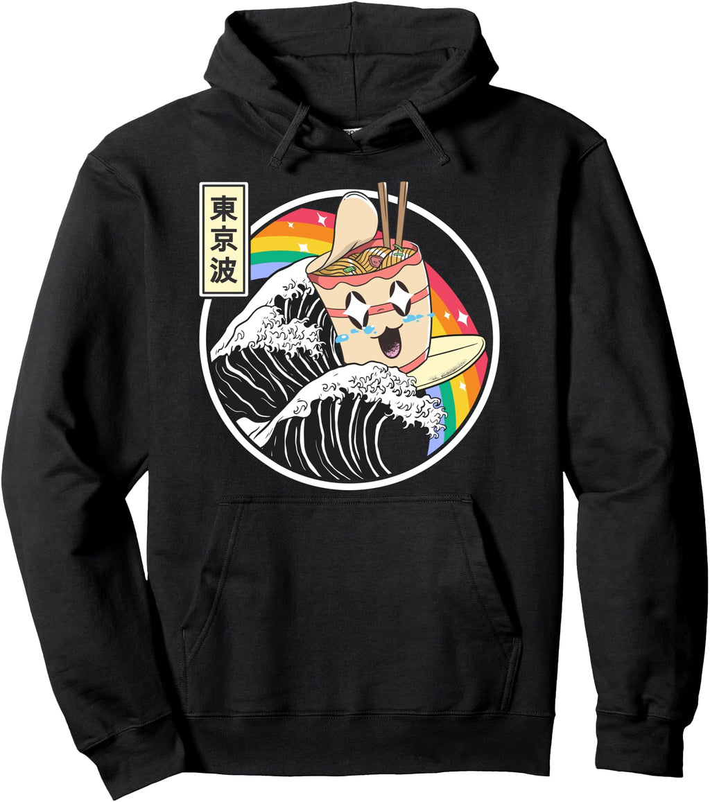Instant Ramen Noodles Surfing Japanese Hoodie - Graphic Print Men Women - T-Shirt, Sweatshirt, Hoodie