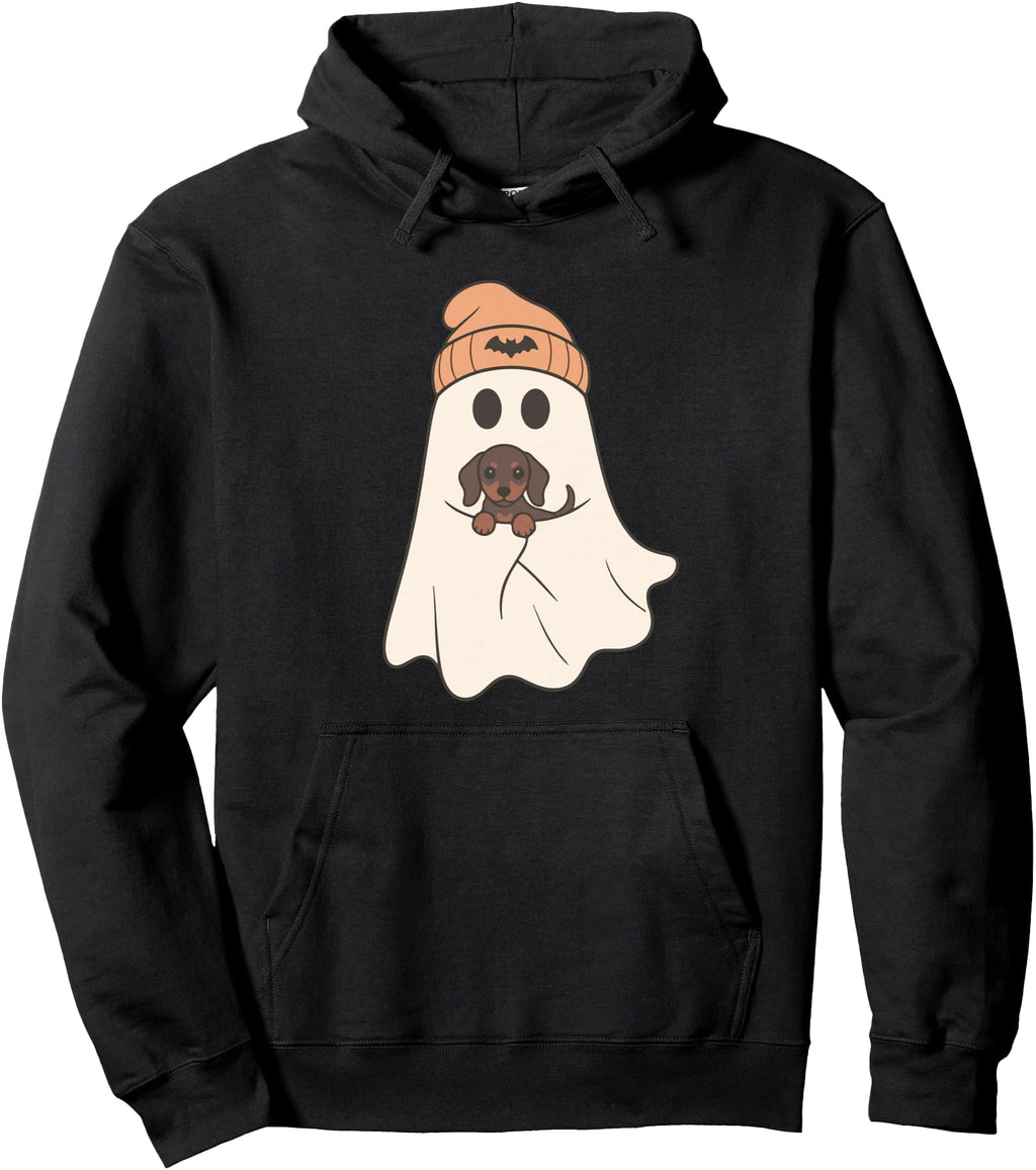 Exclusive Ghost Holding Dachshund Hoodie - Trendy Graphic for Adults - T-Shirt, Sweatshirt, Hoodie