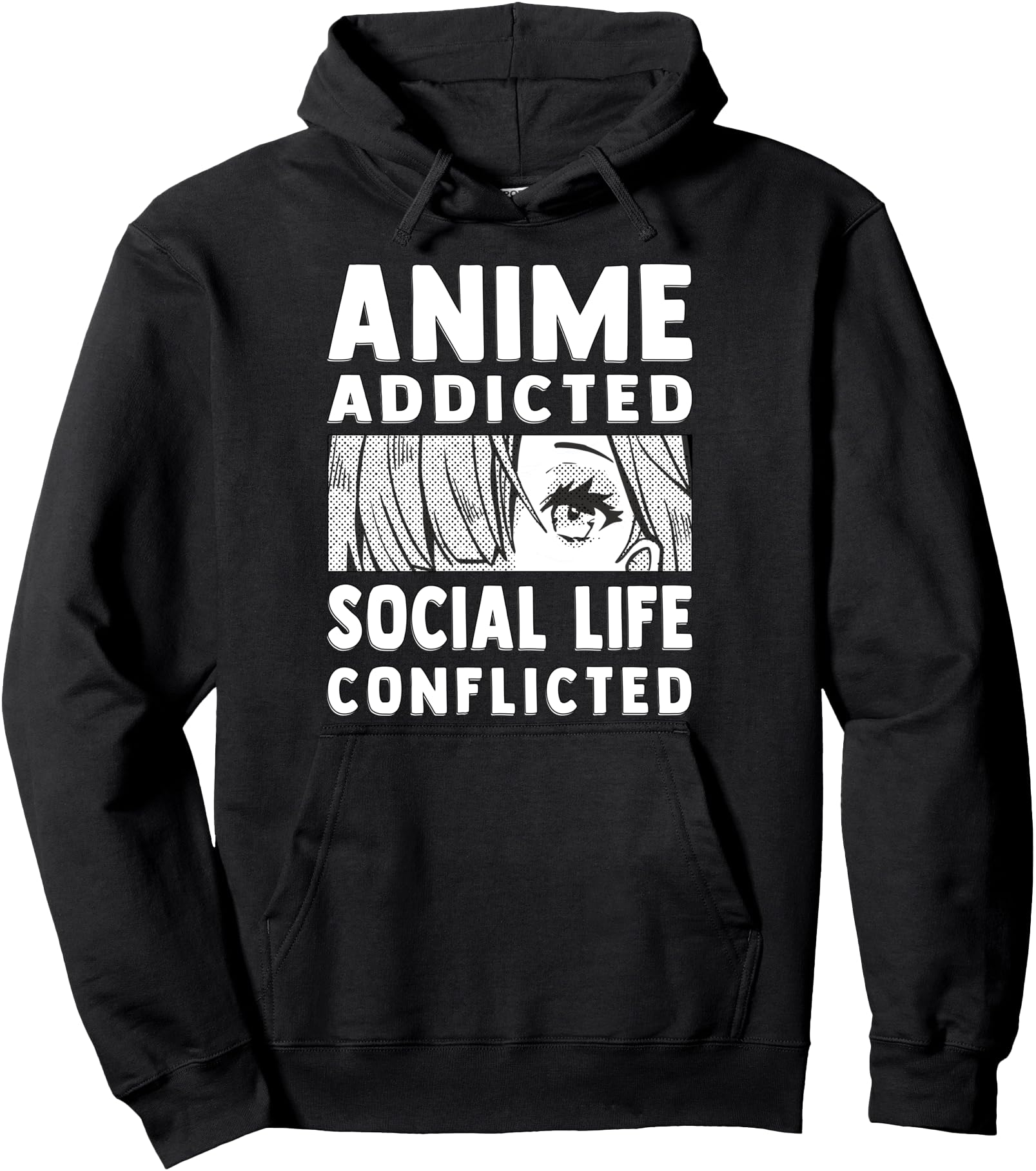 Social Life Conflicted Anime Sweatshirt - Aesthetic Graphic for Adults - T-Shirt, Sweatshirt, Hoodie