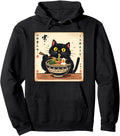 Black Cat Eating Ramen Noodles T-Shirt - Fun Novelty Design Men Women - T-Shirt, Sweatshirt, Hoodie