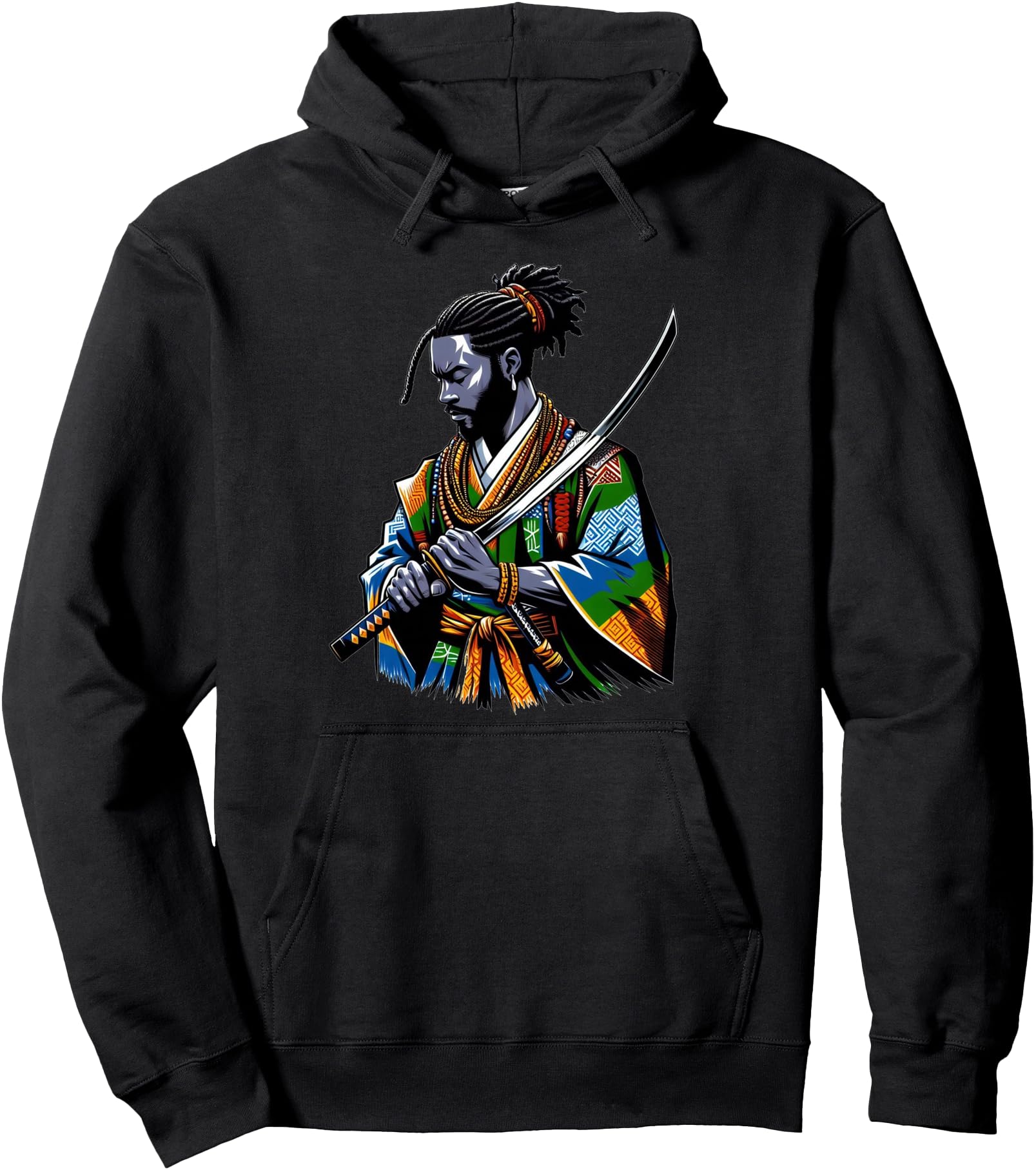 Exclusive Afro American Samurai T-Shirt - Minimalist Print for Adults - T-Shirt, Sweatshirt, Hoodie