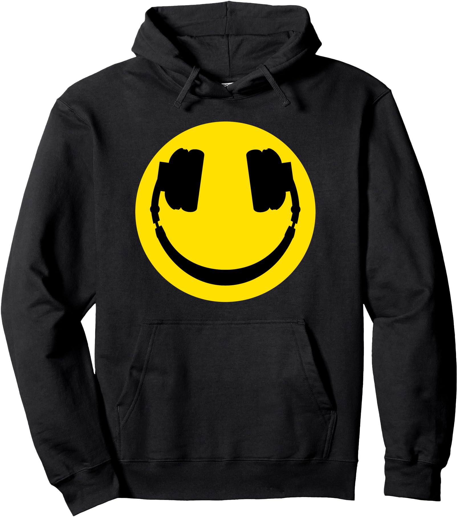 Exclusive Cartoon Headphones Smiling Face Hoodie - Unique Graphic Unisex - T-Shirt, Sweatshirt, Hoodie