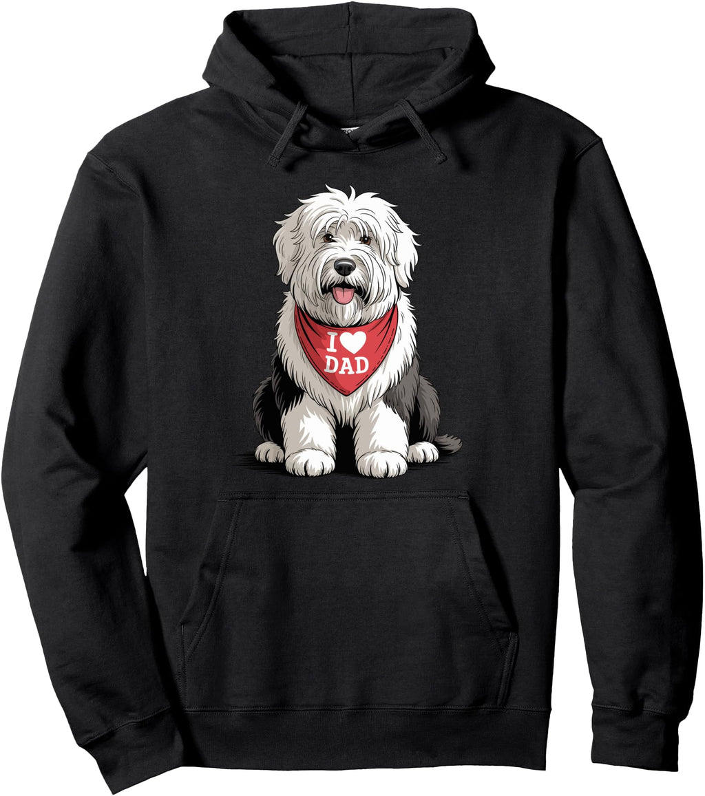 I Love Dad Old English Sheepdog Dog T-Shirt - Custom Art Print for Adults - T-Shirt, Sweatshirt, Hoodie