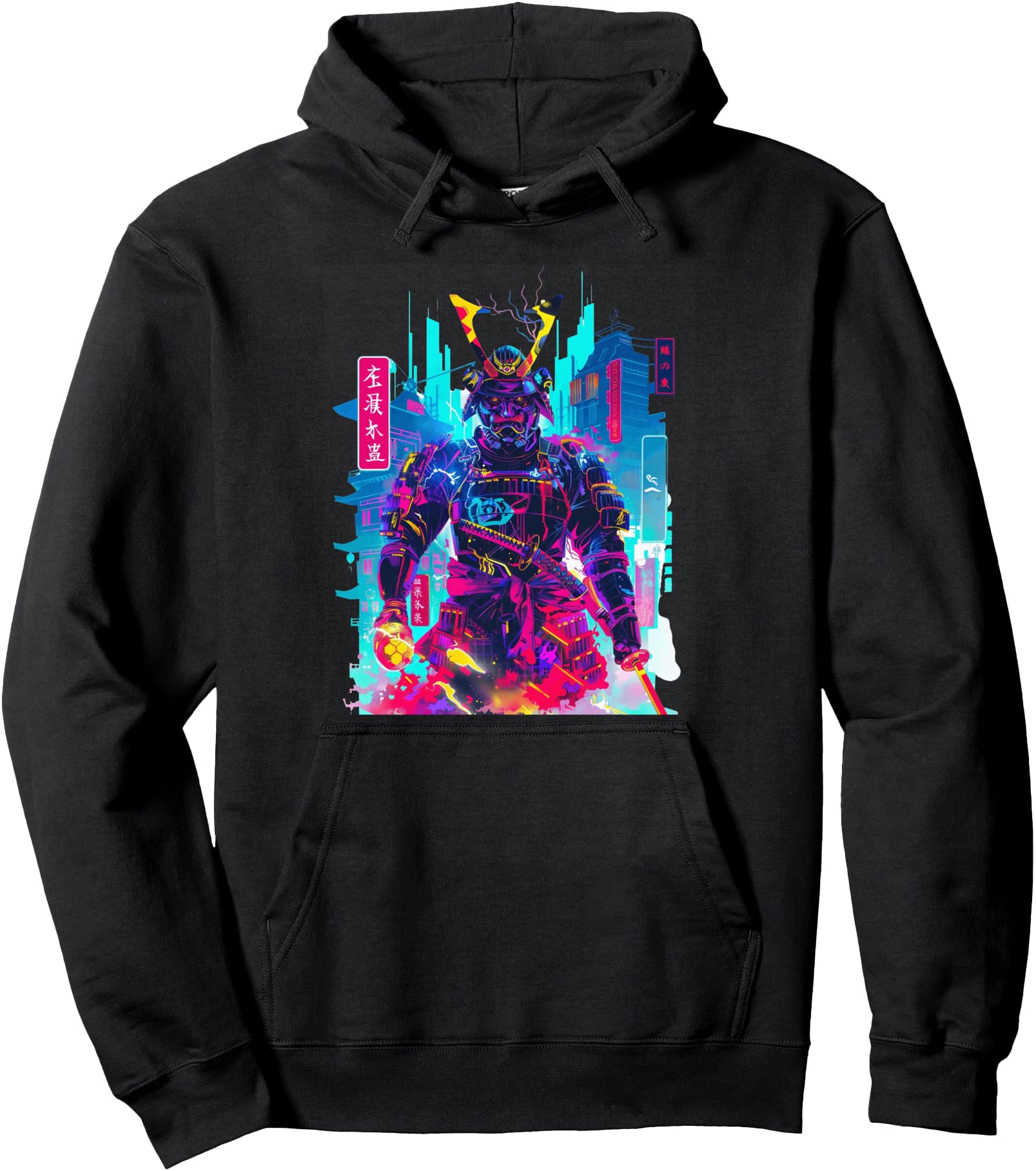 Authentic Cyberpunk Neon Samurai Sweatshirt - Aesthetic Graphic Men Women - T-Shirt, Sweatshirt, Hoodie