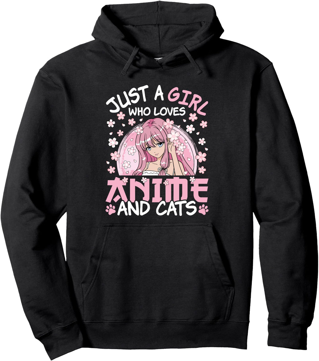 Original Just Who Loves Anime And Cats Hoodie - Unique Graphic Men Women - T-Shirt, Sweatshirt, Hoodie