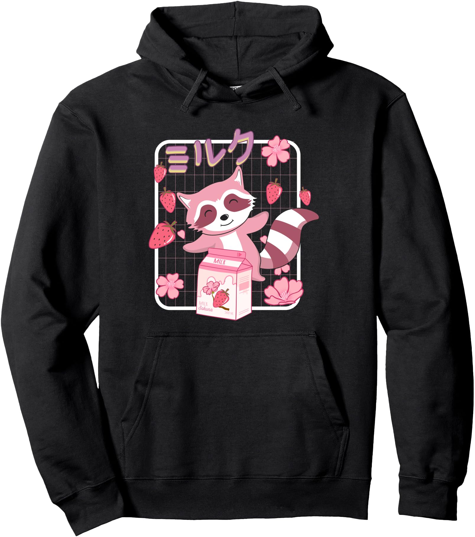 Original Raccoon Kawaii Strawberry Hoodie - Streetwear Style for Adults - T-Shirt, Sweatshirt, Hoodie