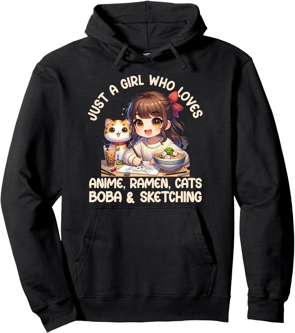 Authentic Just Who Loves Anime Ramen Hoodie - Unique Graphic Men Women - T-Shirt, Sweatshirt, Hoodie