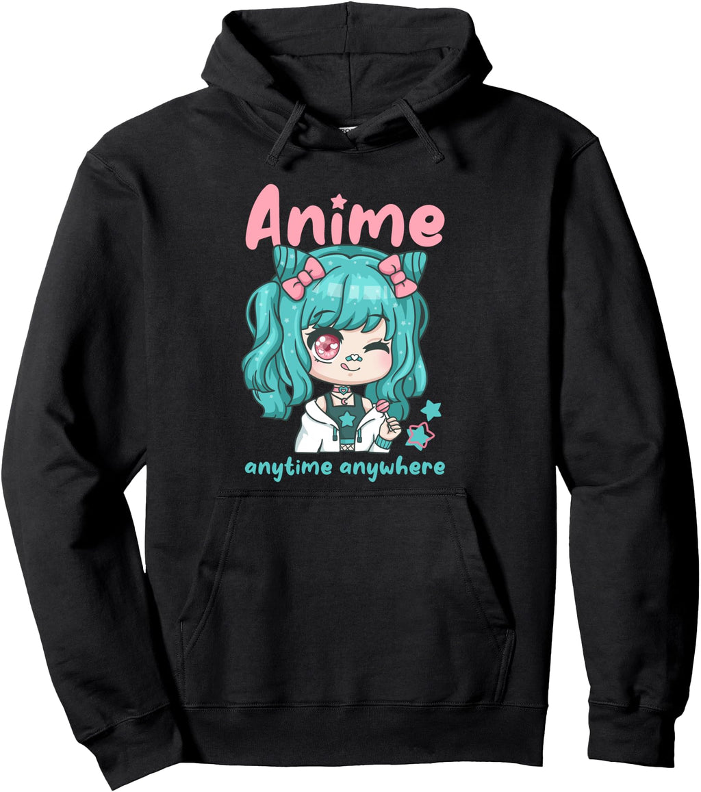 Authentic Anime Anytime Anywhere I Chibi Hoodie - Novelty Apparel Unisex - T-Shirt, Sweatshirt, Hoodie