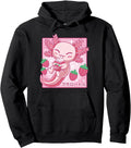 Kawaii Axolotl Strawberry Milk Shake Hoodie - Aesthetic Graphic for Adults - T-Shirt, Sweatshirt, Hoodie