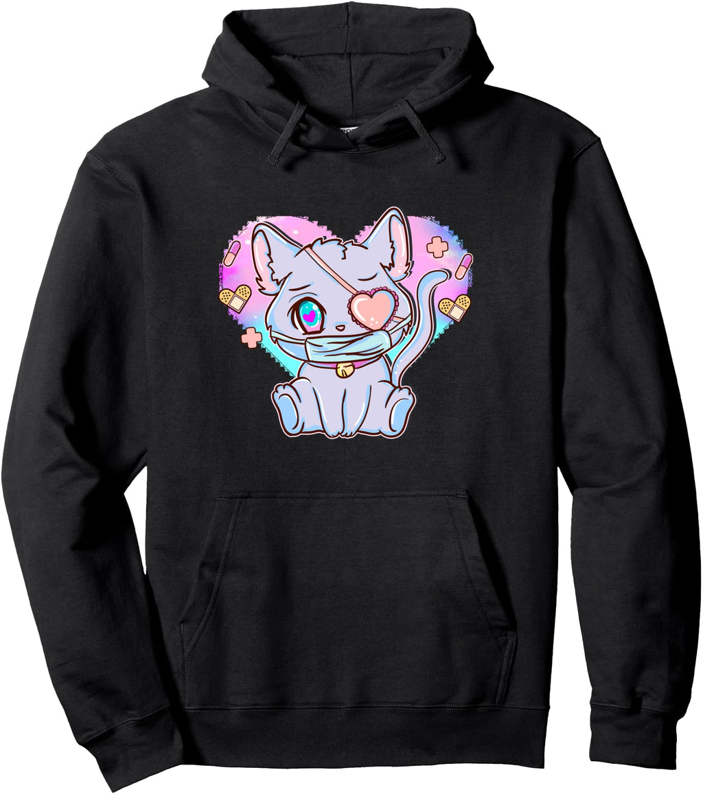 Japanese Anime Cat Pastel Goth Sweatshirt - Custom Art Print Unisex - T-Shirt, Sweatshirt, Hoodie