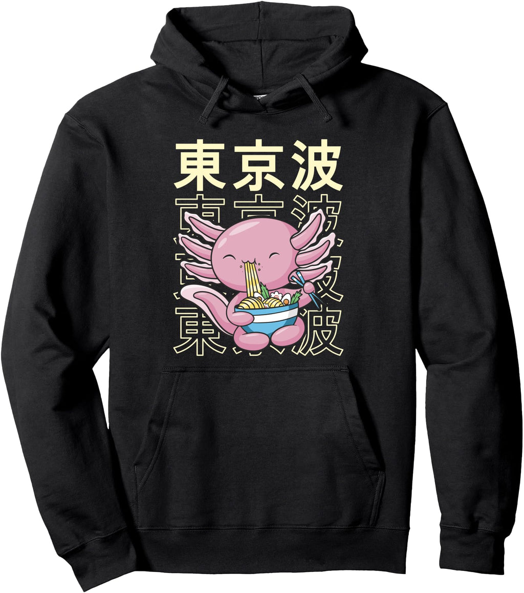 Authentic Kawaii Axolotl Eating Ramen Sweatshirt - Custom Art Print Unisex - T-Shirt, Sweatshirt, Hoodie