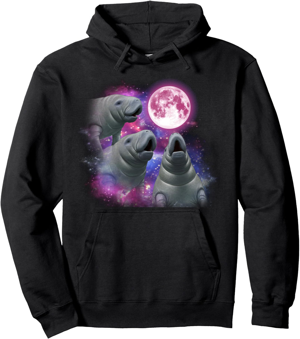 Original Manatee Howling Moon T-Shirt - Minimalist Print for Adults - T-Shirt, Sweatshirt, Hoodie