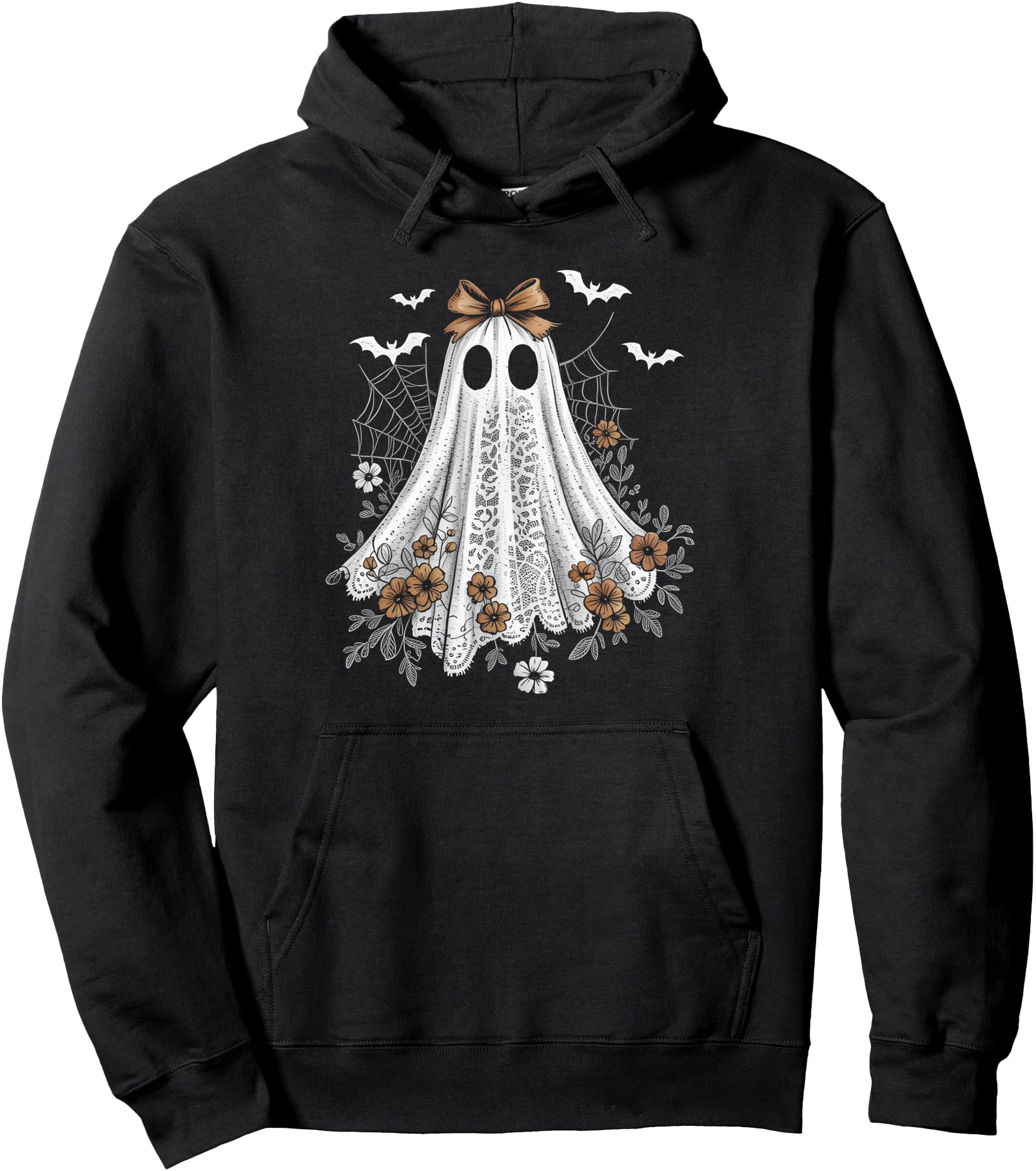 Handcrafted Coquette Ghost Halloween Flower T-Shirt - Graphic Print Unisex - T-Shirt, Sweatshirt, Hoodie