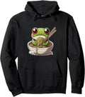 Original Frog Eating Ramen Noodles Kawaii Hoodie - Custom Art Print Unisex - T-Shirt, Sweatshirt, Hoodie