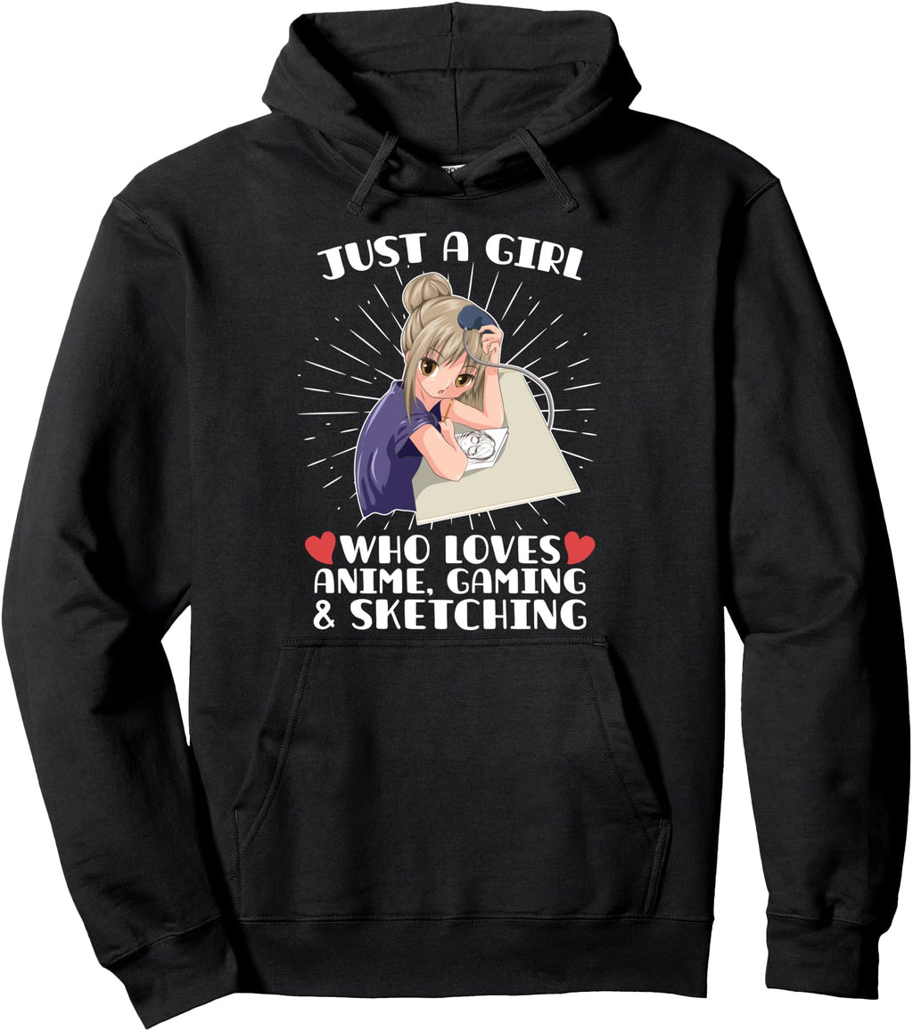 Just Who Loves Anime Gaming And Hoodie - Minimalist Print Men Women - T-Shirt, Sweatshirt, Hoodie