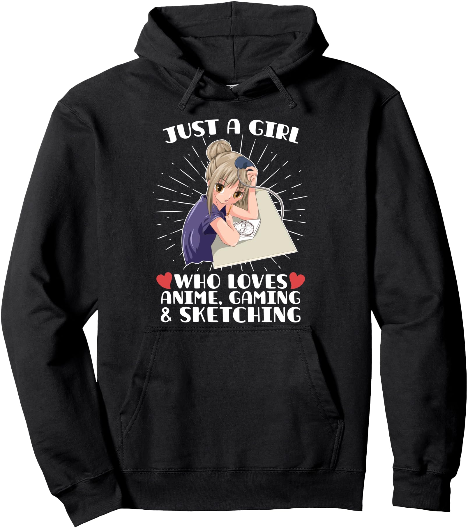Just Who Loves Anime Gaming And Hoodie - Minimalist Print Men Women - T-Shirt, Sweatshirt, Hoodie